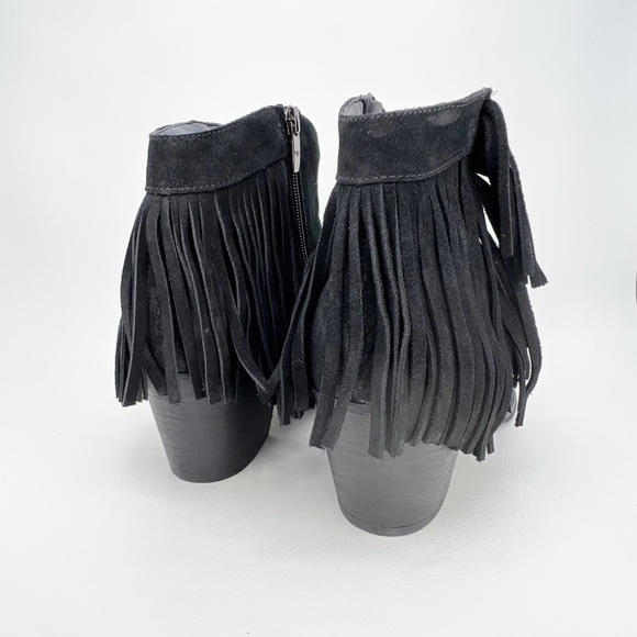 Marc Fisher Ankle Boot “Sade” Fringed Bootie Black Suede Leather Size 11 New - Picture 7 of 10